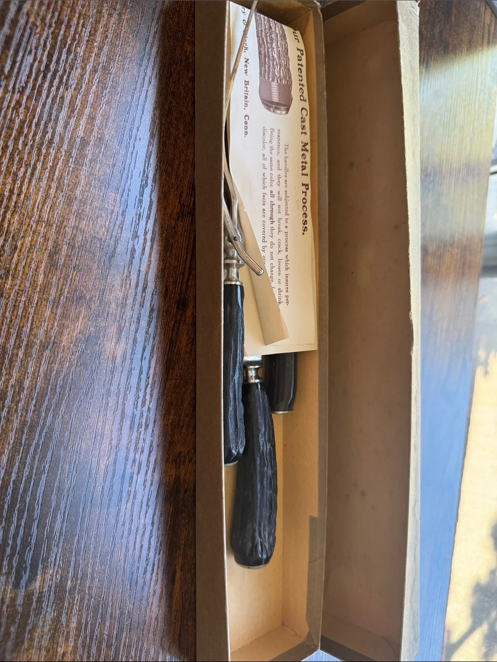 Vintage Carving Set with Dark Brown Handles - Classic Stainless Steel